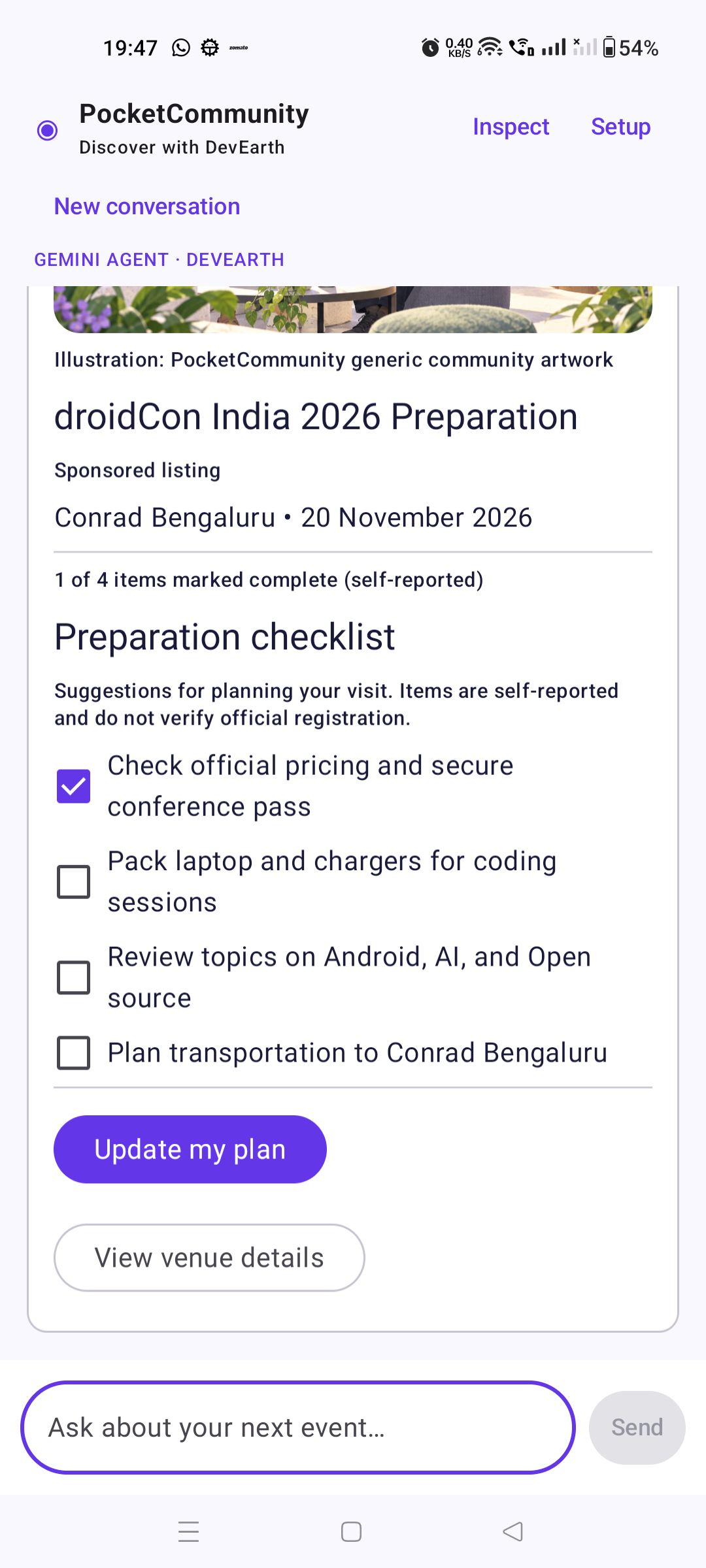 Refined preparation checklist with a checked item